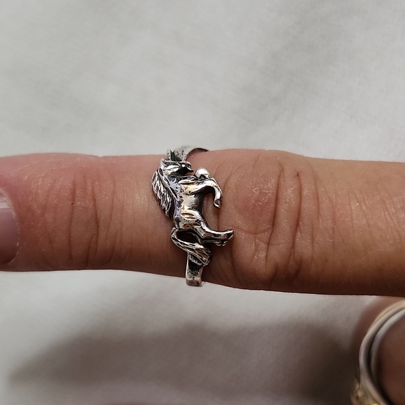 Sterling Silver Unicorn Earrings and Ring Set - Picture 4 of 16